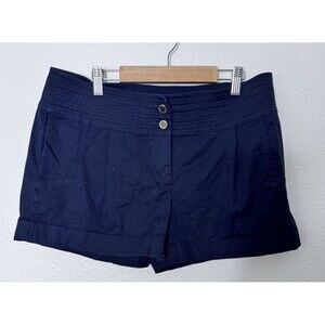 Tory Burch Shorts Navy Blue Gold Buttons Size 8